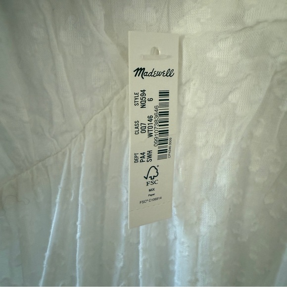 NWT Madewell Tie-Back Flutter-Sleeve Tiered Midi Dress White - Picture 8 of 11
